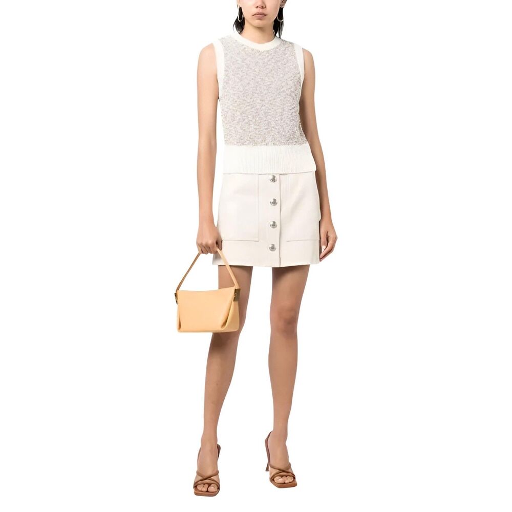 Veronica Beard Arez Button Embellished Mini Skirt White NWOT Sz 6